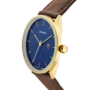 Khorshid Göteborg Navy Metal Blue / Brown Vegan Leather Strap