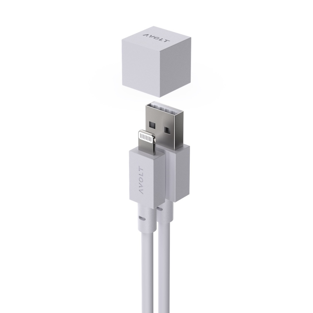 Square 1 avec USB-A  Magnet  + Câble 1 USB A vers Lightning 1.8 m Gris