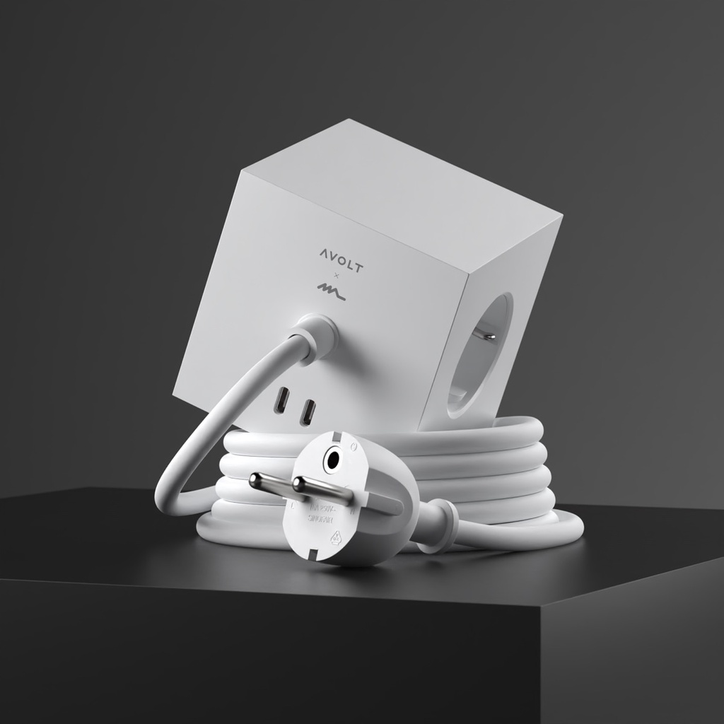 Square 1 avec USB-C (30W) - câble de 1.8 m White Martinelli Luce edition
