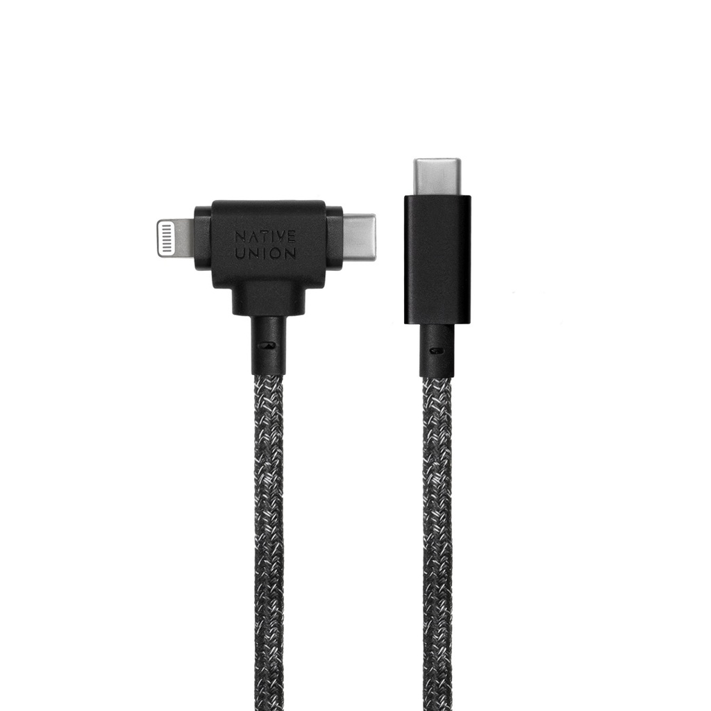 Native Union Belt Cable Duo 1,8 m – Câble 2-en-1 USB-C vers USB-C & Lightning