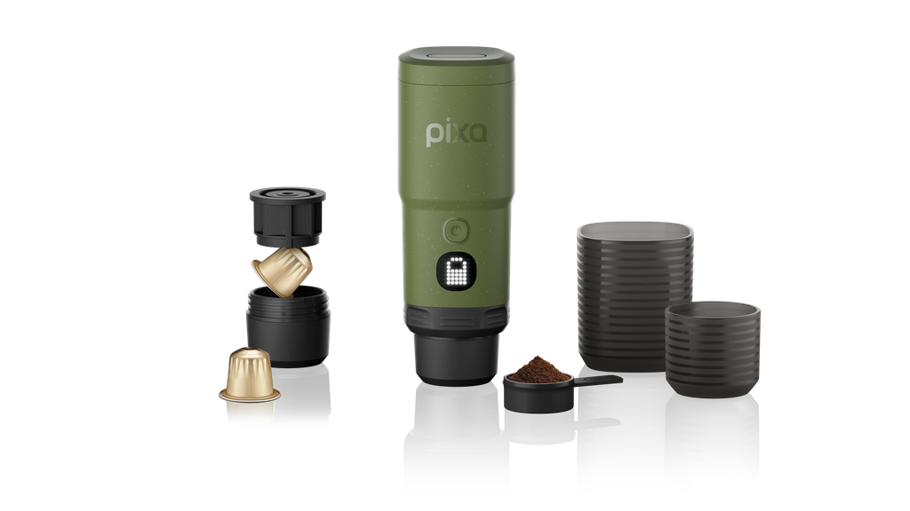 Wacaco Pixapresso -  Machine à café portable éléctrique - Café Capsule & Café Moulu - Olive Green
