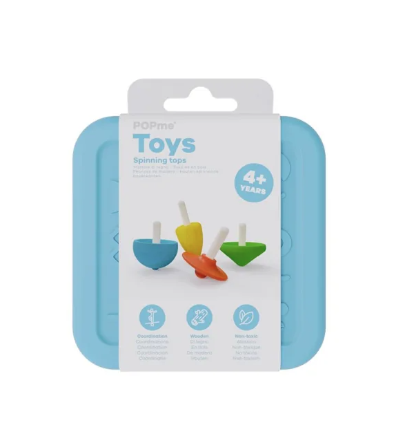 [PM012ST TBLB01-02] POPME WOODEN TOY SPINNING TOPS