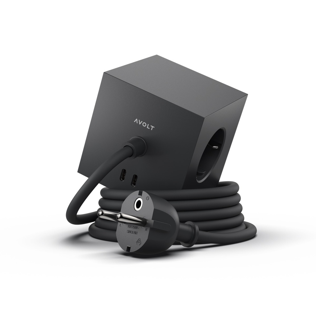 Square 1 avec USB-C (30W) - câble de 1.8 m Noir