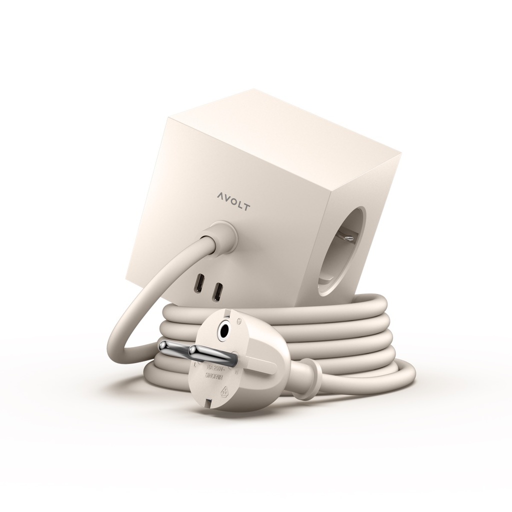 Square 1 avec USB-C (30W) - câble de 1.8 m Beige
