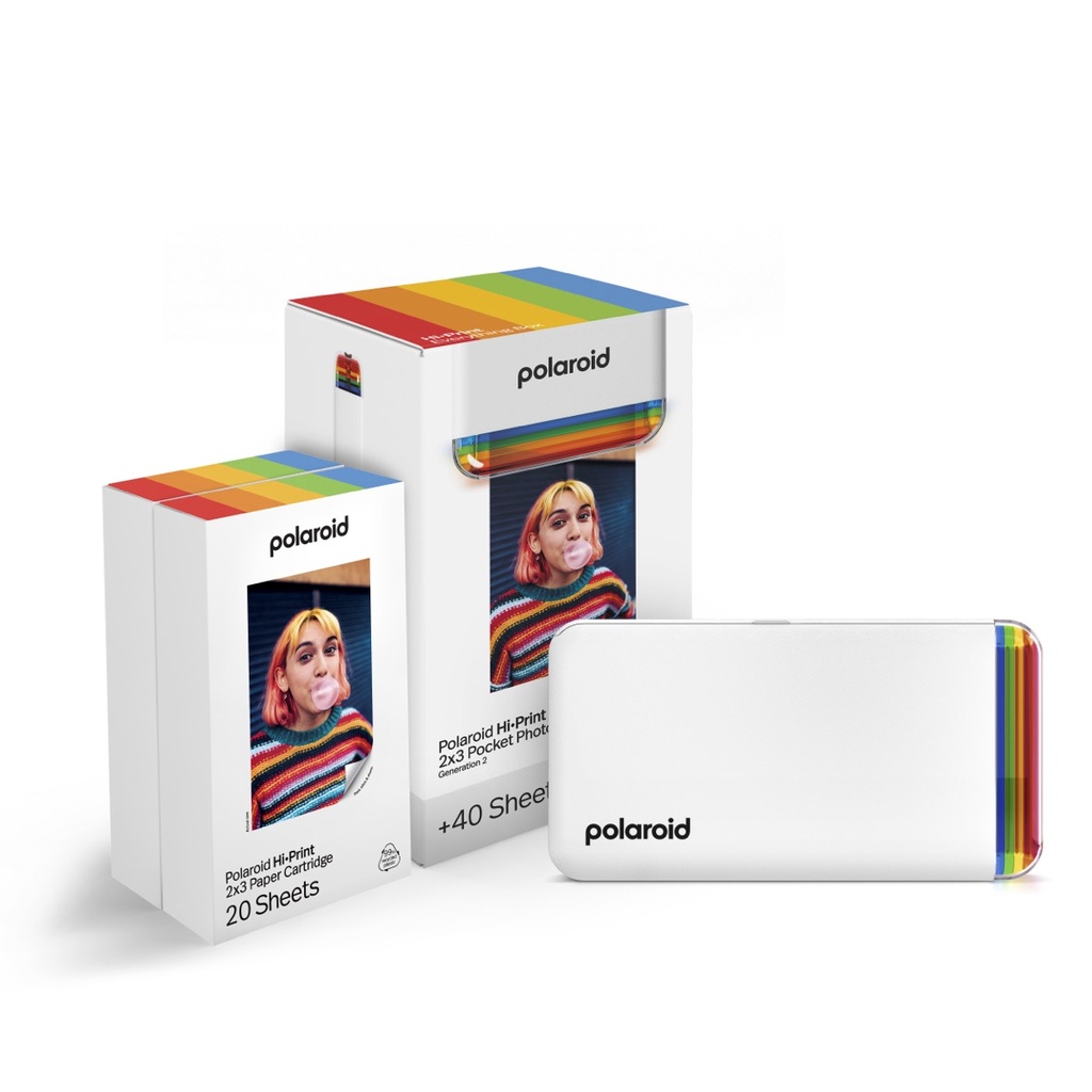 [6438] Imprimante photo de poche Polaroid Hi Print 2x3 Gen 2 – Blanc  + pack de photos (40 photos)