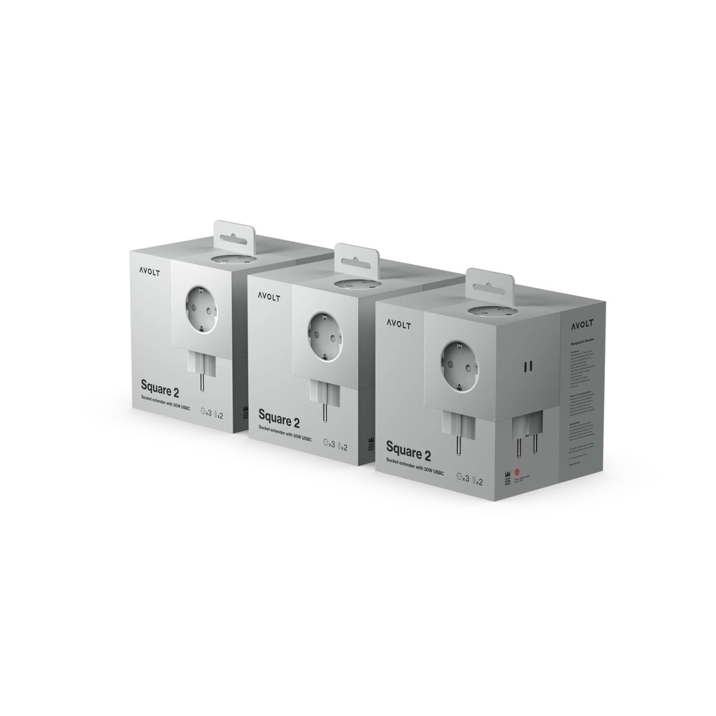 Square 2 | Paquet de 3 USB-C Gotland Grey