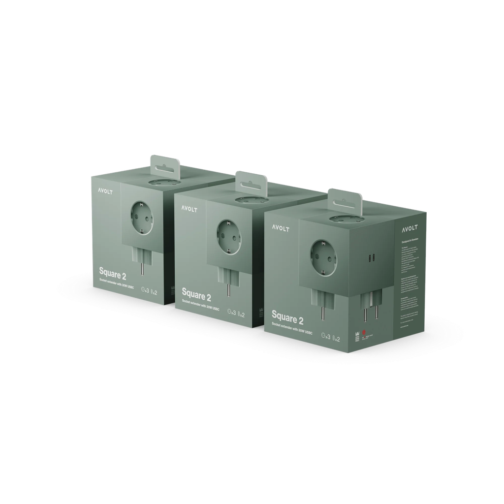 Square 2 | Paquet de 3 USB-C Oak Green