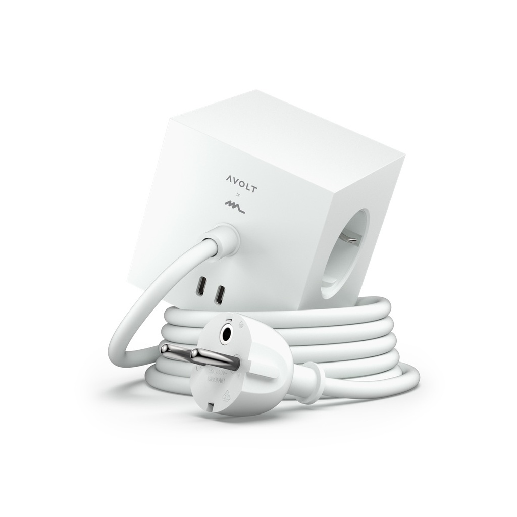 Square 1 avec USB-C (30W) - câble de 1.8 m White Martinelli Luce edition