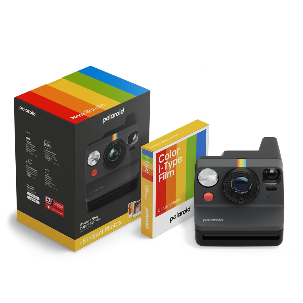 Appareil photo instantané Polaroid Now Gen 3 Noir + Pack de films couleur (8 photos)
