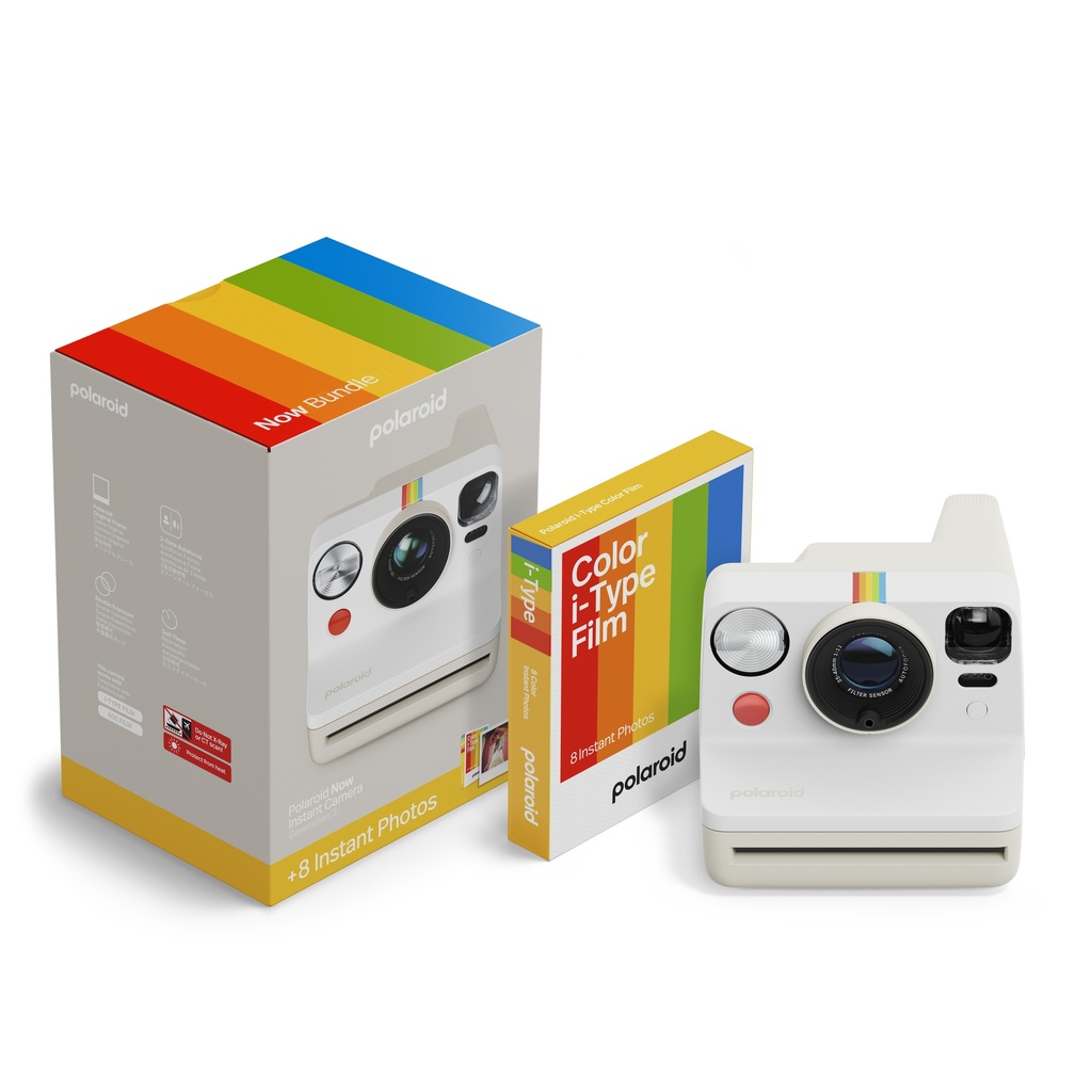 Appareil photo instantané Polaroid Now Gen 3 Pebble White + Pack de films couleur (8 photos)