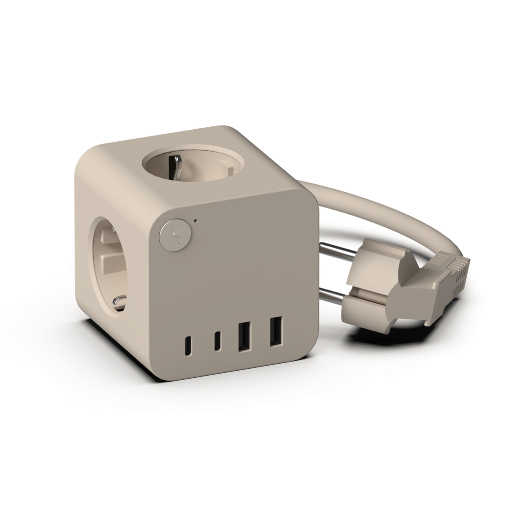 Kreafunk - Multiprises à Ralonge de 1m80 - 2 USB-A & 2 USB-C  - Ampie Wired- Ivory Sand - 25W