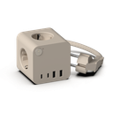Kreafunk - Multiprises à Ralonge de 1m80 - 2 USB-A & 2 USB-C  - Ampie Wired- Ivory Sand - 25W