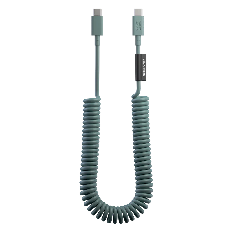 Native Union POP Cable XL 2,4 m 60W – Câble USB-C vers USB-C Charge Rapide – Slate Green