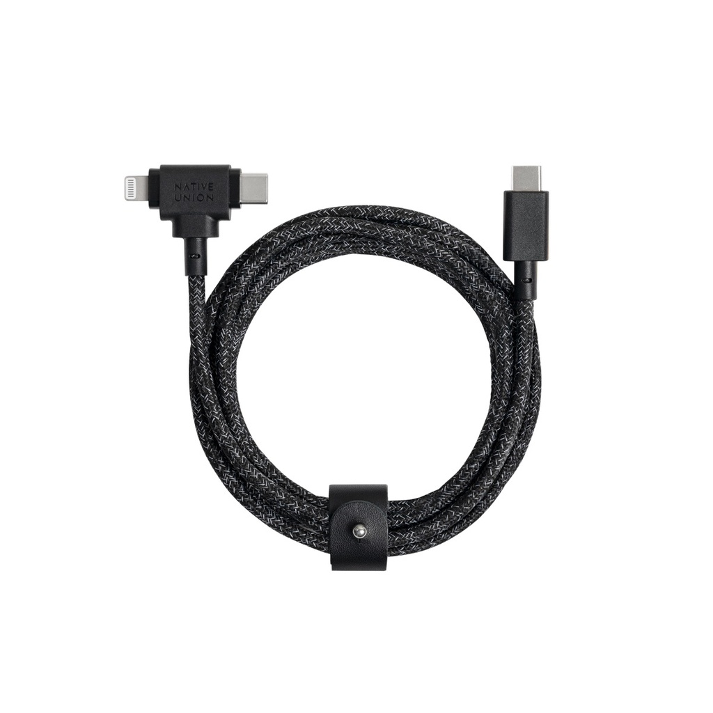 Native Union Belt Cable Duo 1,8 m – Câble 2-en-1 USB-C vers USB-C & Lightning