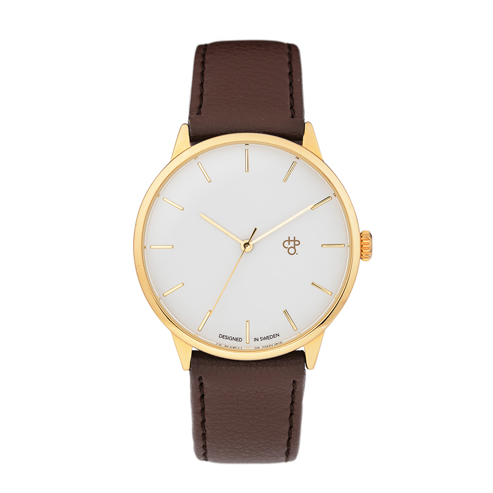 Khorshid Gold Gold/Dark Brown Vegan Leather Strap