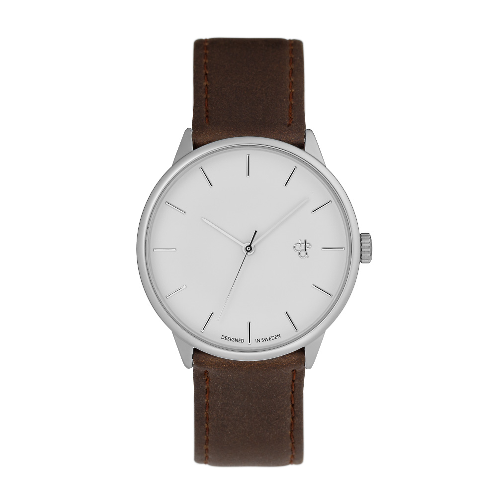 Khorshid Silver Silver / Brown Vegan Leather Strap