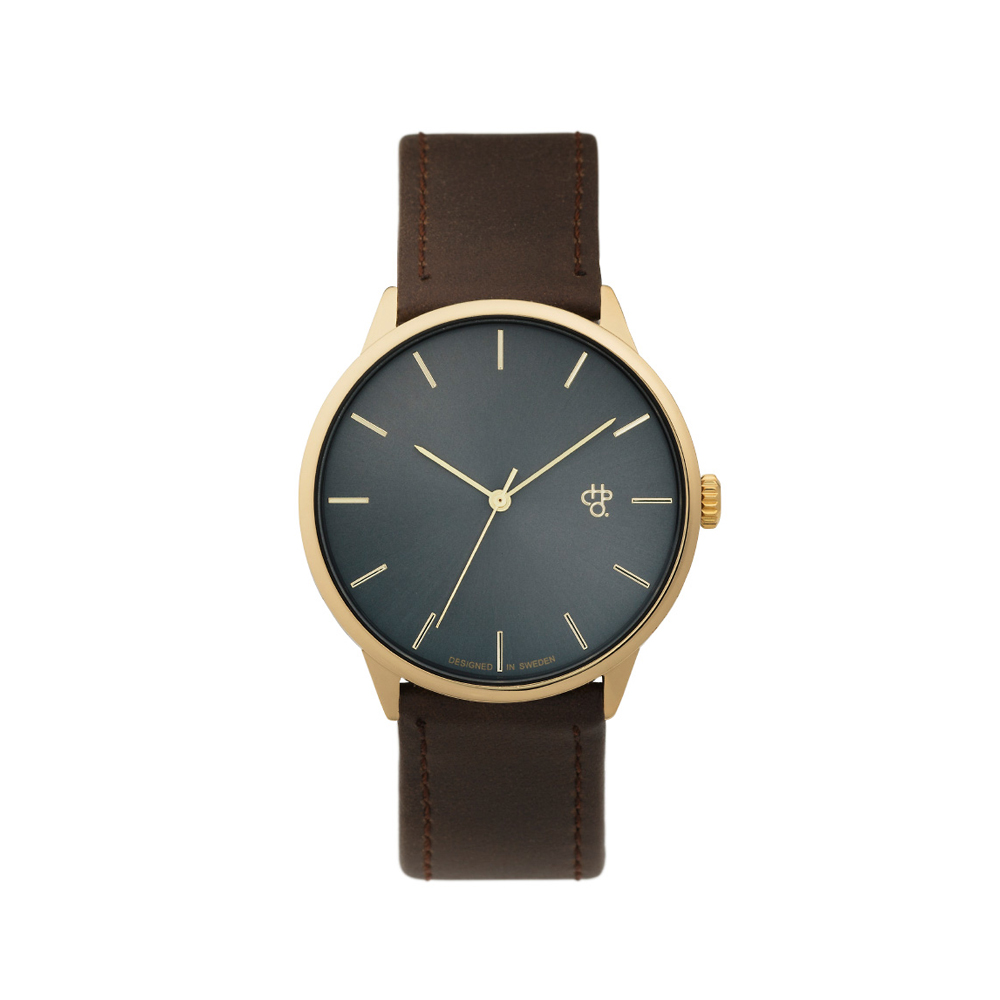 Khorshid Gold Metal Gold / Brown Vegan Leather Strap