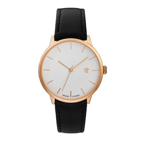 Khorshid Rose Gold White/Black Vegan Leather Strap