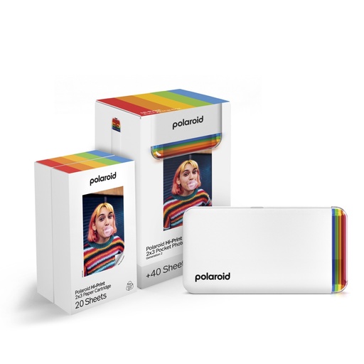 [6438] Imprimante photo de poche Polaroid Hi Print 2x3 Gen 2 – Blanc  + pack de photos (40 photos)