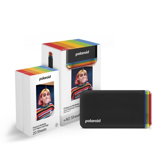[6439] Imprimante photo de poche Polaroid Hi Print 2x3 Gen 2 – Noir  + pack de photos (40 photos)