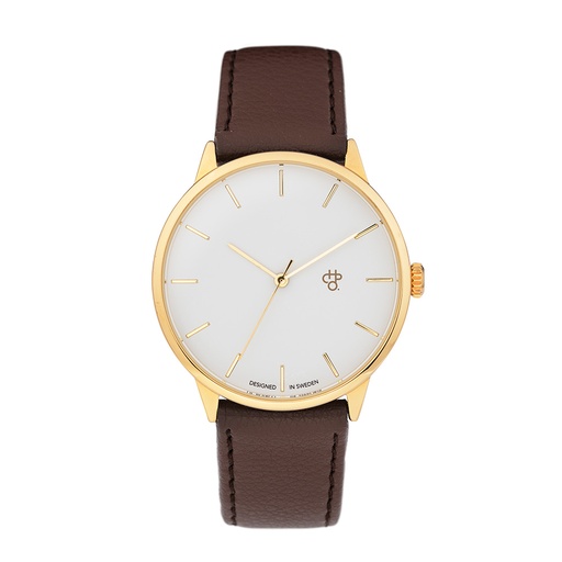 [14230KK] Khorshid Gold Gold/Dark Brown Vegan Leather Strap