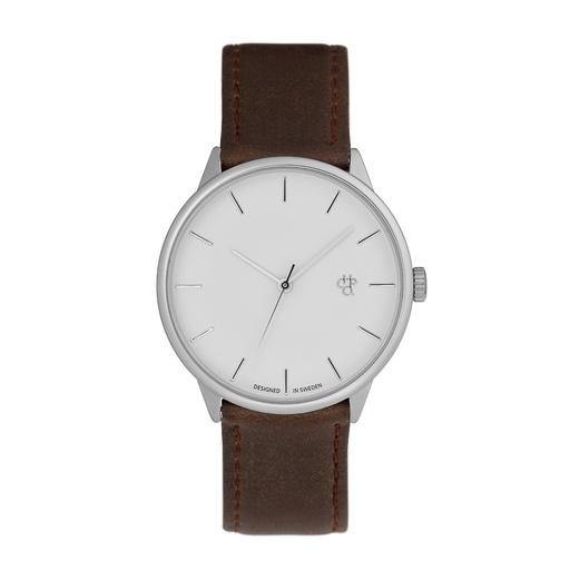 [14230OO] Khorshid Silver Silver / Brown Vegan Leather Strap