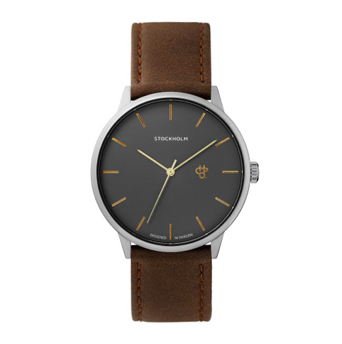 [14230WW] Khorshid Stockholm Gun Metal/ Brown Vegan Leather Strap