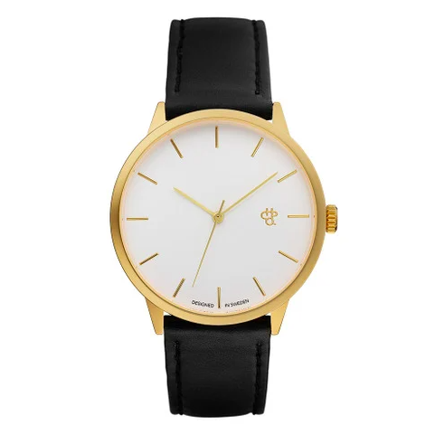 [14240CC] Khorshid Gold White/Black Vegan Leather Strap