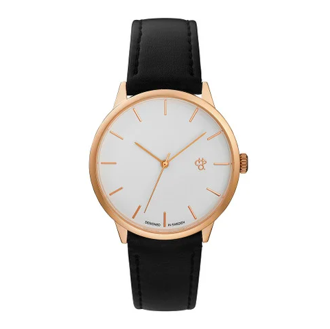 [14240HH] Khorshid Rose Gold White/Black Vegan Leather Strap